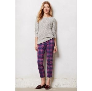 💜 Anthropologie Purple Plaid Pants
